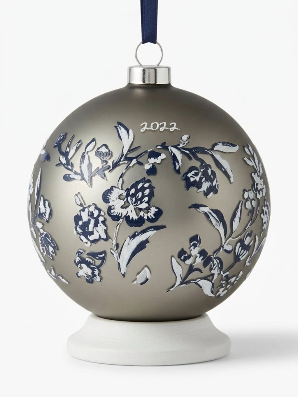 NWT Vera Bradley Ornament Perennials Gray Christmas Holiday 2022 Winter Glitter